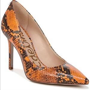 Sam Edelman Hazel Pumps Snake Print Neon Orange 8